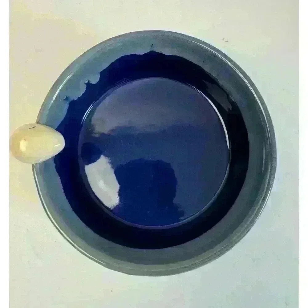 Tumbleweed Pottery-Light/Dark Blue & Tan Egg-5.5” Pottery Bowl trinket dish